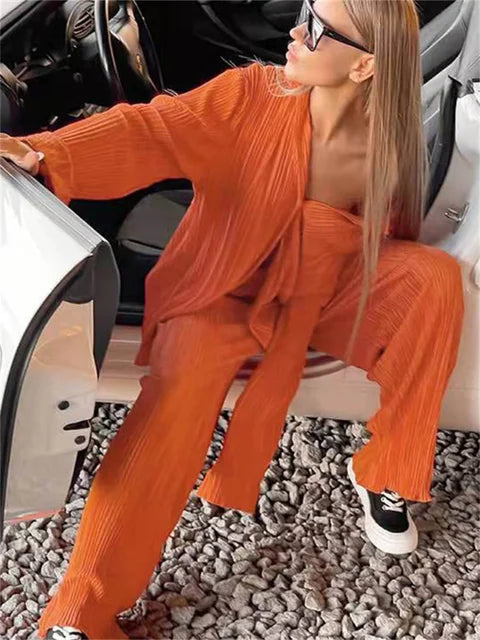Ensemble Chemise et Pantalon Plissés