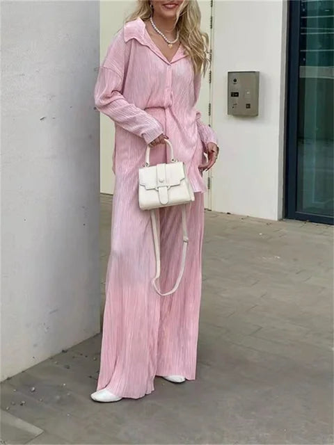 Ensemble Chemise et Pantalon Plissés