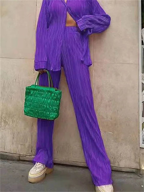 Ensemble Chemise et Pantalon Plissés
